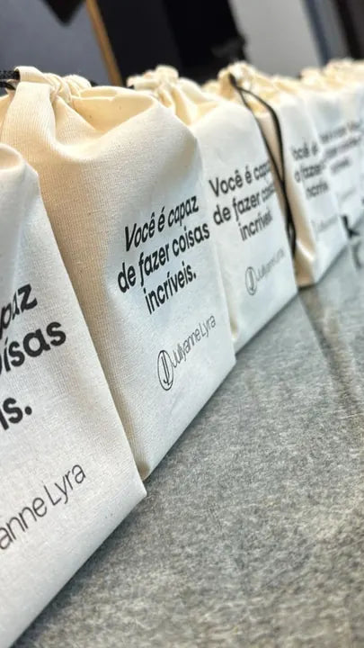 Fileira de bags de algodão personalizadas da mentoria Jullyanne Lyra
